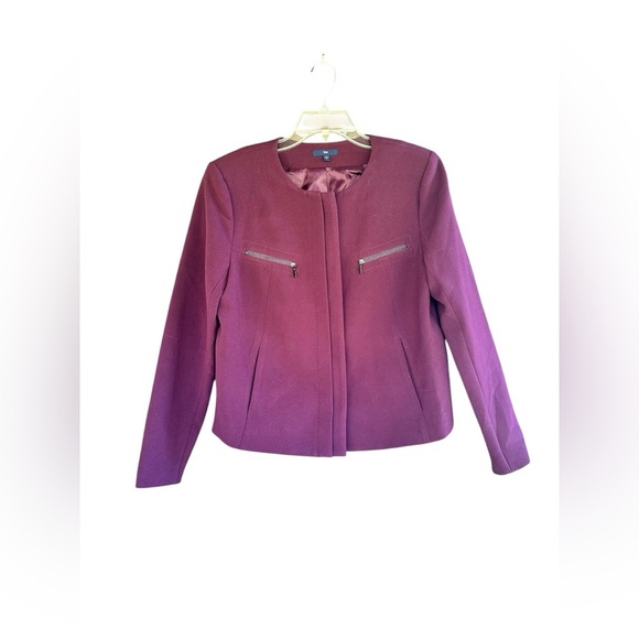 Gap Women Zip Pockets On Chest Maroon Jacket Size Medium - Picture 3 of 7